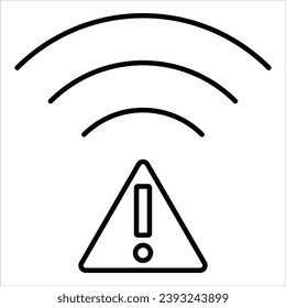 WIFI error , Alert, risk sign line icon