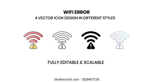 Iconos de la ilustración del vector de error WiFi en un estilo diferente

