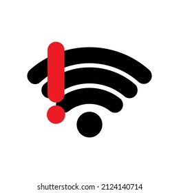Wifi exclamation mark. Communication technology. Internet technology. mobile device concept. Vector illustration. stock image.