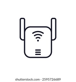 WiFi extender icon, signal booster line vector