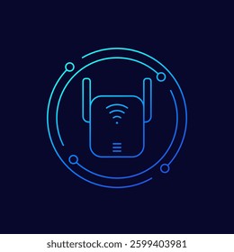 WiFi extender icon, Wi-Fi signal booster, linear design