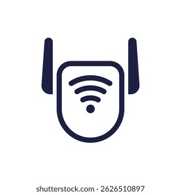 WiFi extender icon, Wi-Fi signal booster or amplifier pictogram