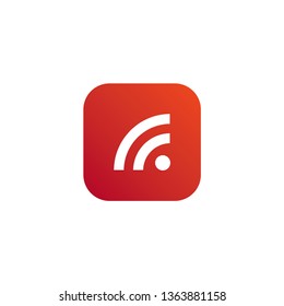 Wifi feed rss icon with orange and red background 