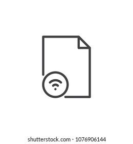 Wi-fi file document outline icon. linear style sign for mobile concept and web design. simple line vector icon. Symbol, logo illustration. Pixel perfect vector graphics