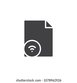 Wi-fi file document vector icon. filled flat sign for mobile concept and web design. simple solid icon. Symbol, logo illustration. Pixel perfect vector graphics