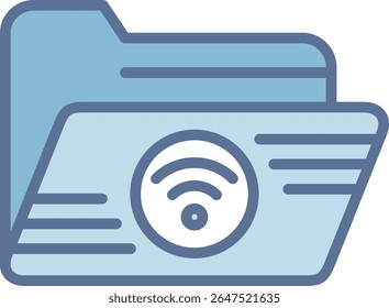 Ícone De Tom Azul Preenchido Wifi