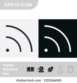 WiFi flat black and white vector icon. Wave propagation.