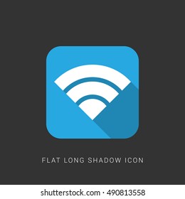 WiFi Flat blue long shadow Icon / Logo Design