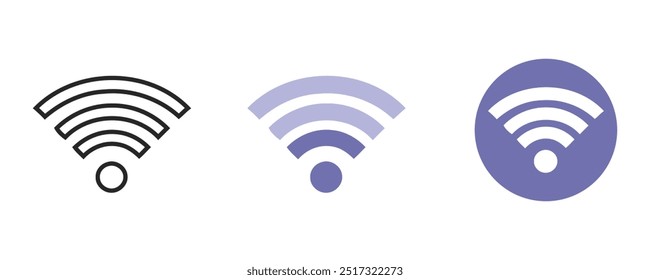 Vector de icono plano WiFi. Ilustración vectorial de icono de línea WiFi. Señal plana WiFi 