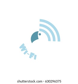 Wi-fi flat icon for website, for zoo. Logo for company. Stylized bird, parrot's head.