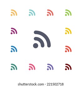 wifi flat icons set. Open round colorful buttons. Vector 