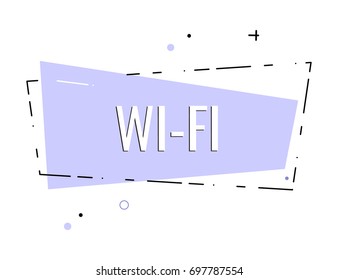 Wifi flat nameplate. Vector connection graphic. Access point symbol. Wireless network zone illustration. 