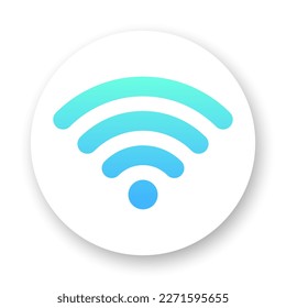 Wi-fi flat round icon. Blue sign on white background. Best for polygraphy, mobile apps and web design.
