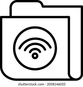  Wifi Folder Outline Vector Icon Design
