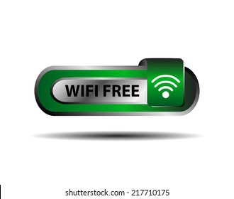 Wifi free button green sign vector