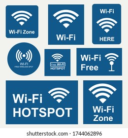 Wifi free icons and signs, wireless signal. Vector illustration.