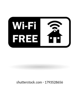 Wi-fi free internet, web wifi signal with shadow vector. Mobile website connection isolated on white background