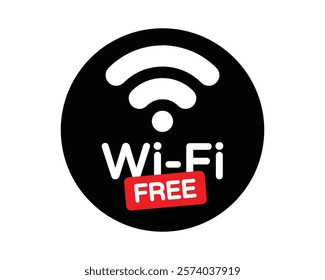 Wi-Fi Free Sign, High-Quality Vector Image for Indicating Free Wi-Fi Availability, Clear and Recognizable Symbol