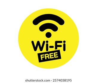 Wi-Fi Free Sign, High-Quality Vector Image for Indicating Free Wi-Fi Availability, Clear and Recognizable Symbol