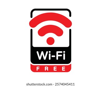 Wi-Fi Free Sign, High-Quality Vector Image for Indicating Free Wi-Fi Availability, Clear and Recognizable Symbol