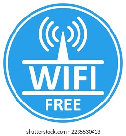 wifi free zone blue color wireless stickers design icon connection hotspot area