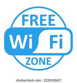 wifi free zone blue color wireless stickers design icon connection hotspot area