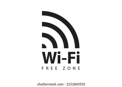 Wifi free zone symbol. Wireless signal sign. Mobile internet vector icon. Online device connection.