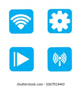 wifi, gear, play and wireless icon