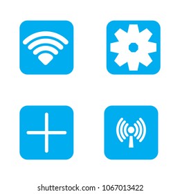 wifi, gear, plus and wireless icons