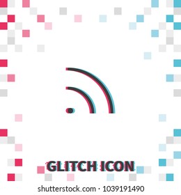 WiFi  glitch effect vector icon. Wave propagation.