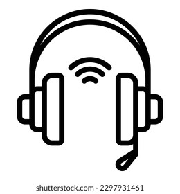 Wifi headset icon outline vector. Video work. Call person