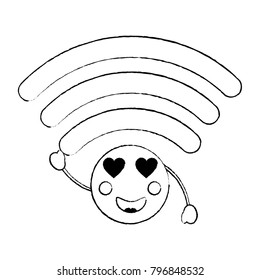 wifi heart eyes  kawaii icon image 