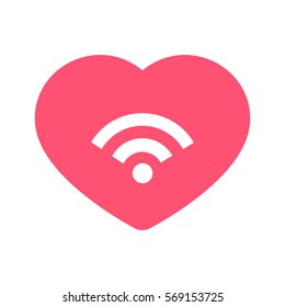 wifi heart. full wifi icon inside heart background vector illustration 