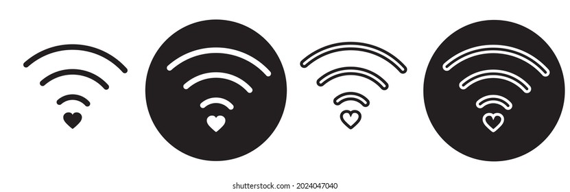 Wifi and heart. Wireless transmission of amur Wi fi. Remote access to romantic feelings. Internet lovers. Wi-fi Icon attraction to another person. Illustration for Valentines day
