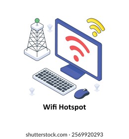 Wifi Hotspot isometric Colored illustration. EPS File stock illustration