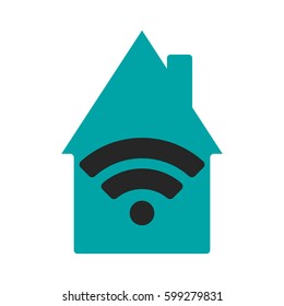 Wifi house. Flat Vector illustration on white background.