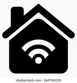 Wifi House Icon. Illustration Of A Smart Home. Wi-Fi In The Room. Wifi Area Coverage Icon. Vector Icon.