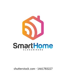 Wifi House Vector Logo. Smart Home Tech Logo Vector. House Net Logo Concept Vector
