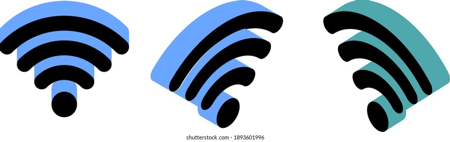 wifi icon, 3 colored wifi vector