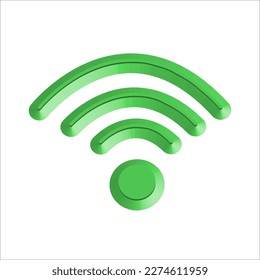 Wifi icon 3D style green color vector