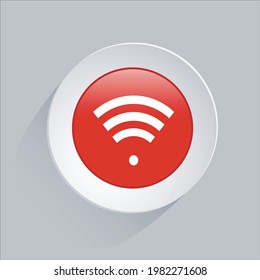 Wi-Fi icon. 3d vector red and white button. business icon for websites and apps. 