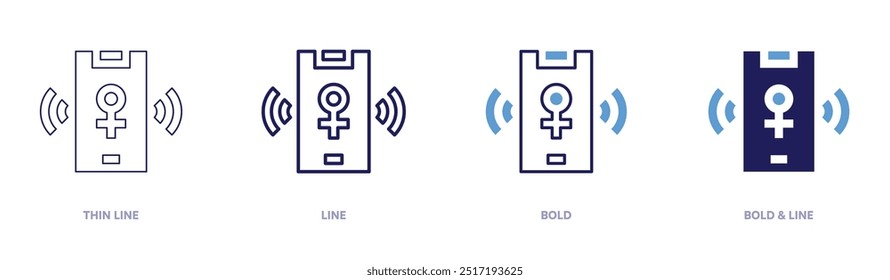 Wifi icon in 4 different styles. Thin Line, Line, Bold, and Bold Line. Duotone style. Editable stroke.