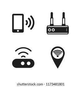 wifi icon. 4 wifi vector icons set. router, on phone and wifi pin icons for web and design about wifi theme