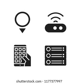 wifi icon. 4 wifi vector icons set. gps pin, router and mobile app icons for web and design about wifi theme