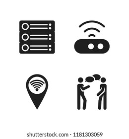 wifi icon. 4 wifi vector icons set. conversation, router and wifi pin icons for web and design about wifi theme