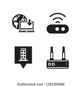 wifi icon. 4 wifi vector icons set. download from the net, router and building pin icons for web and design about wifi theme