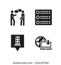 wifi icon. 4 wifi vector icons set. building pin, download from the net and conversation icons for web and design about wifi theme
