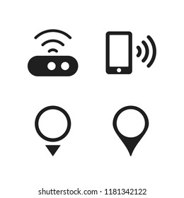 wifi icon. 4 wifi vector icons set. gps pin, wifi on phone and router icons for web and design about wifi theme
