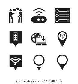 wifi icon. 9 wifi vector icons set. wifi location, download from the net and pin icons for web and design about wifi theme