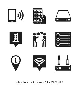 wifi icon. 9 wifi vector icons set. information pin, router and conversation icons for web and design about wifi theme
